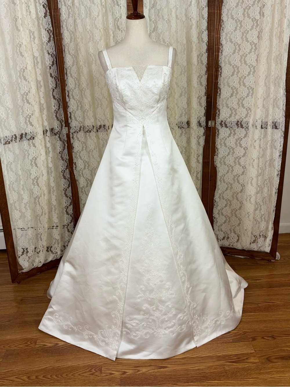 Pretty Vintage 90s Satin Split Skirt Wedding Gown